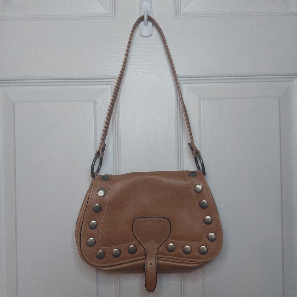 Western Brown Faux Leather Studded Small Shoulder Bag Southwestern Bohemian